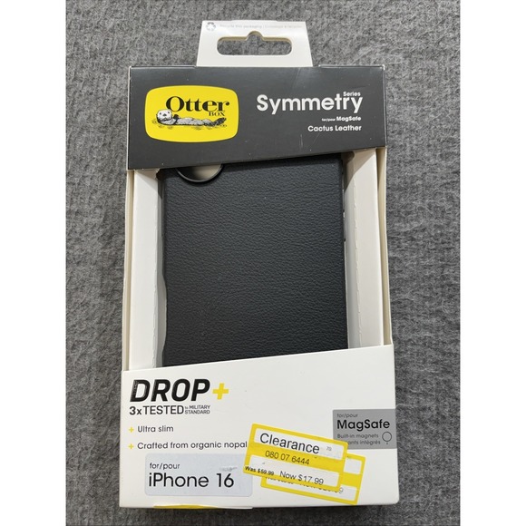 OtterBox Apple iPhone 16 Plus‎ Symmetry Cactus Leather Series Case w/MagSafe Blk - Picture 1 of 3